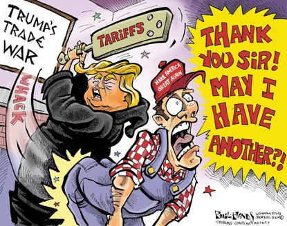 Political&nbsp;Cartoon&nbsp;U.S. Trump MAGA tariffs trade war china farmers