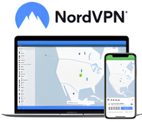 NordVPN running on a laptop and mobile phone