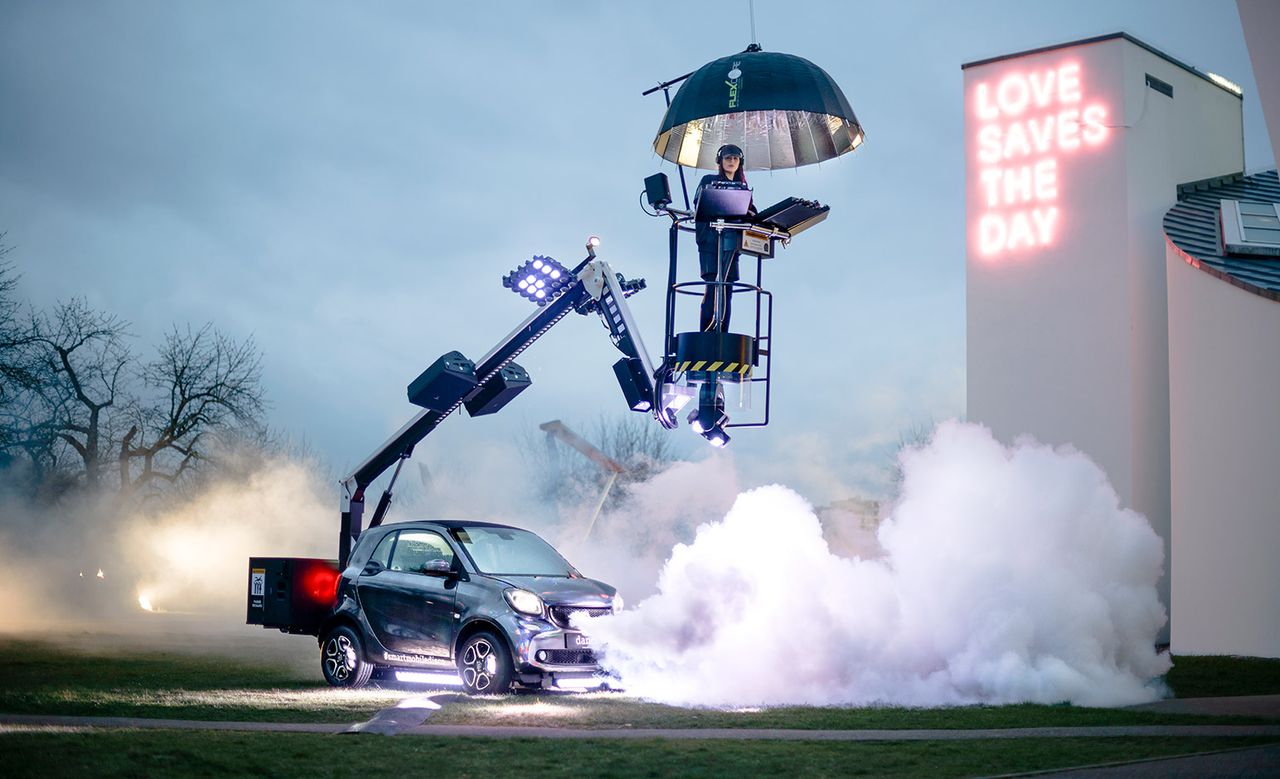 Konstantin Grcic&#039;s DJ Booth Smart Car at Night Fever exhibition launch, Vitra Design Musuem