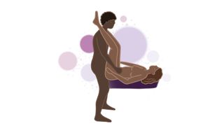 Illustration of the butterfly sex position, one of the best sex positions for alleviating knee pain