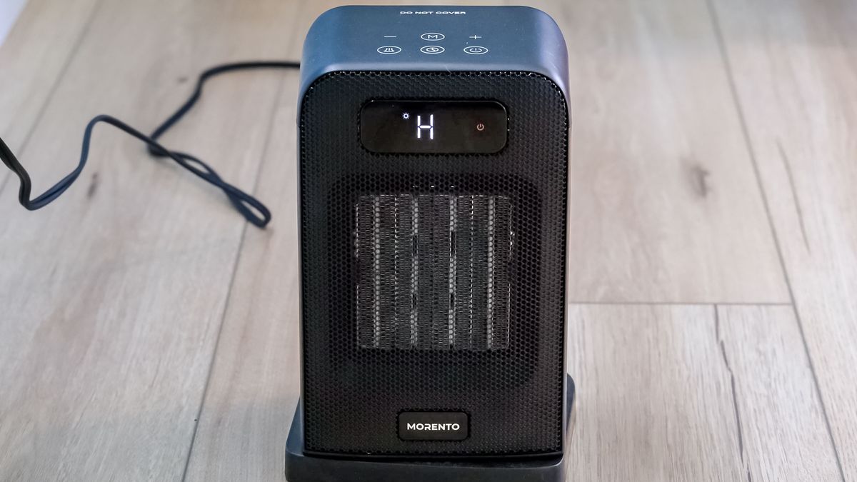 Morento space heater on floor
