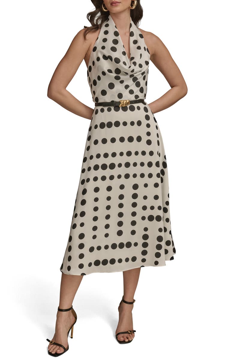 Poly Dot Halter Midi Dress
