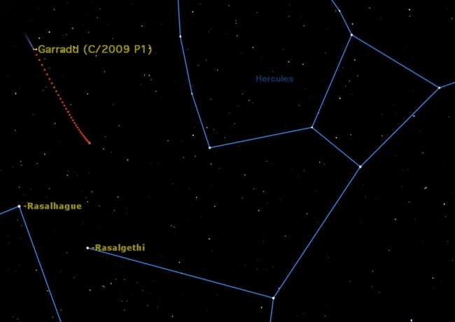 Comet Garradd will be visible in binoculars and small telescopes all through October in constellation Hercules.