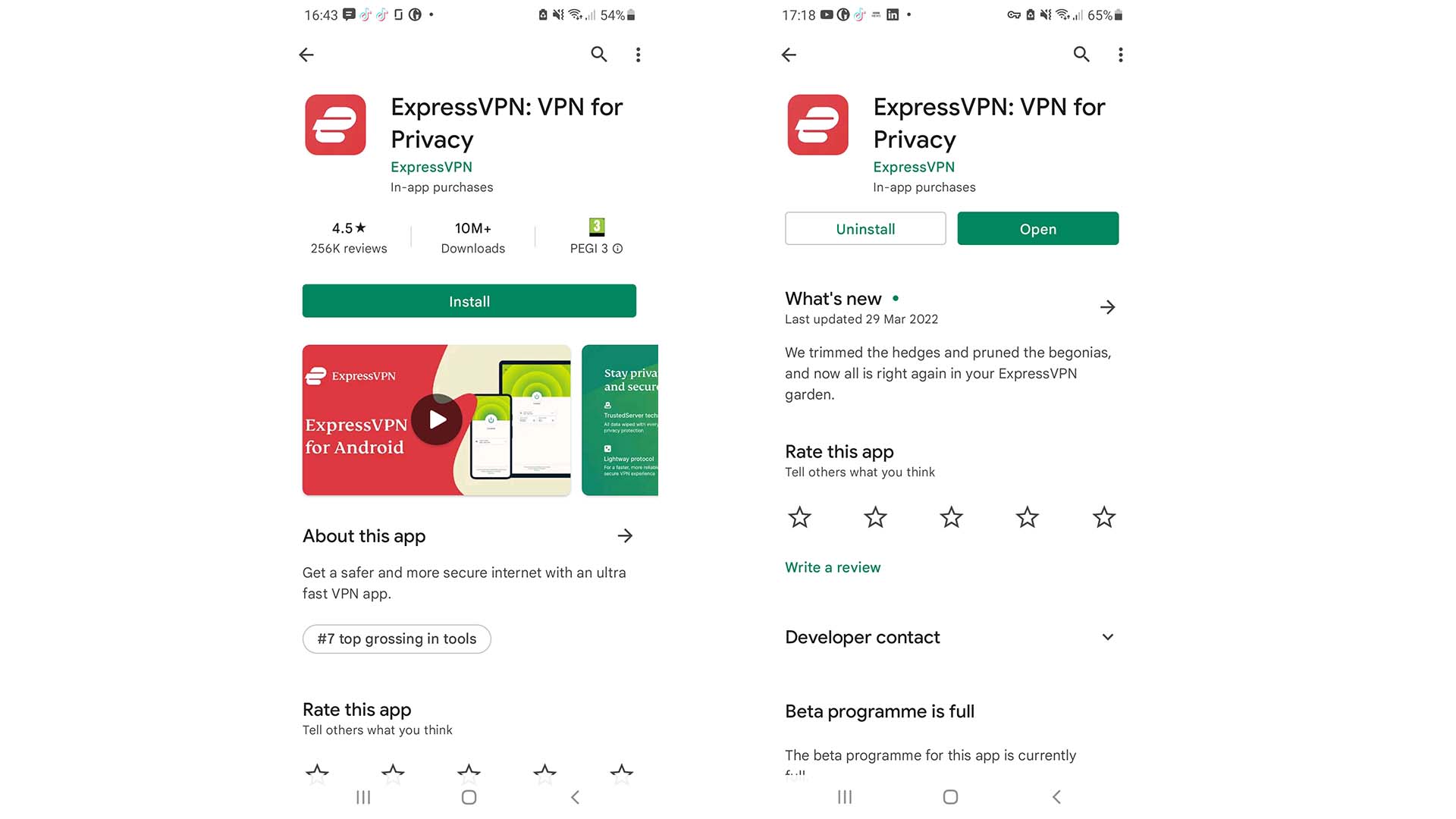 ExpressVPN app in Google Play