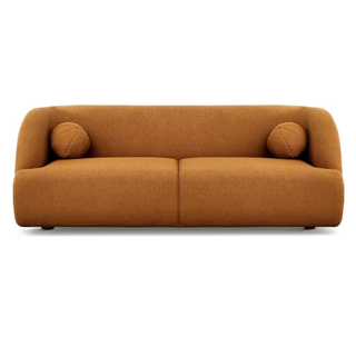 orange boucle sofa