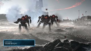 Helldivers 2 screenshot of bots getting stunned by the stun grenade.