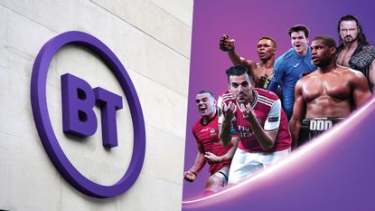 BT logo on building and BT Sports offerings