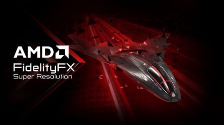 A marketing image for AMD's FidelityFX Super Resolution