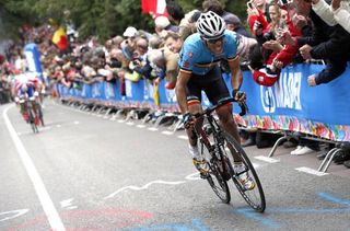 Philippe Gilbert (Belgium) has dropped the competition on the final ascent of the Cauberg.