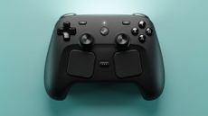 Steam Controller on turquoise background