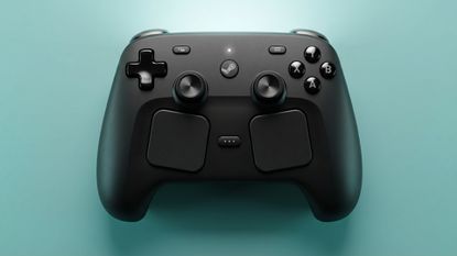 Steam Controller on turquoise background