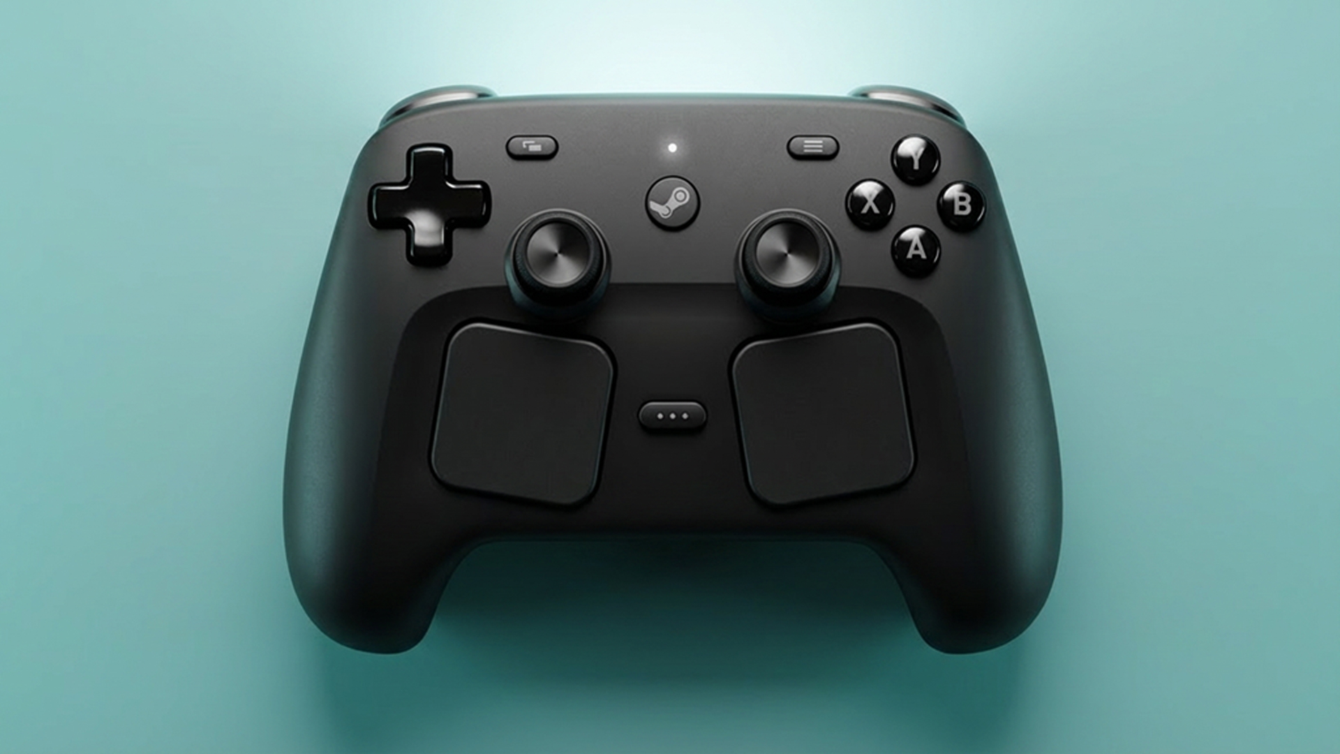 Steam Controller on turquoise background