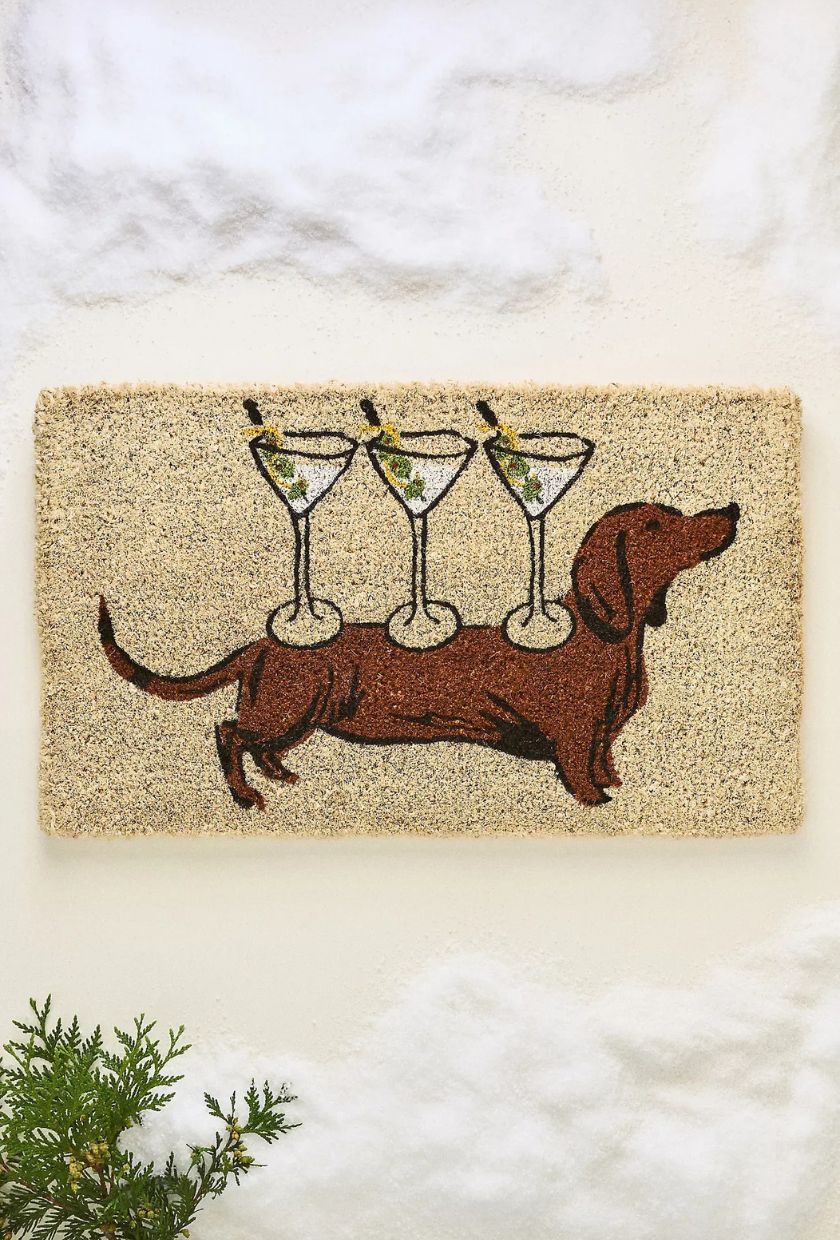 Anthropologie, Martini Dachshund Printed Coir Doormat