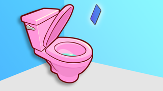 Illustration of a phone about to fall into a toilet