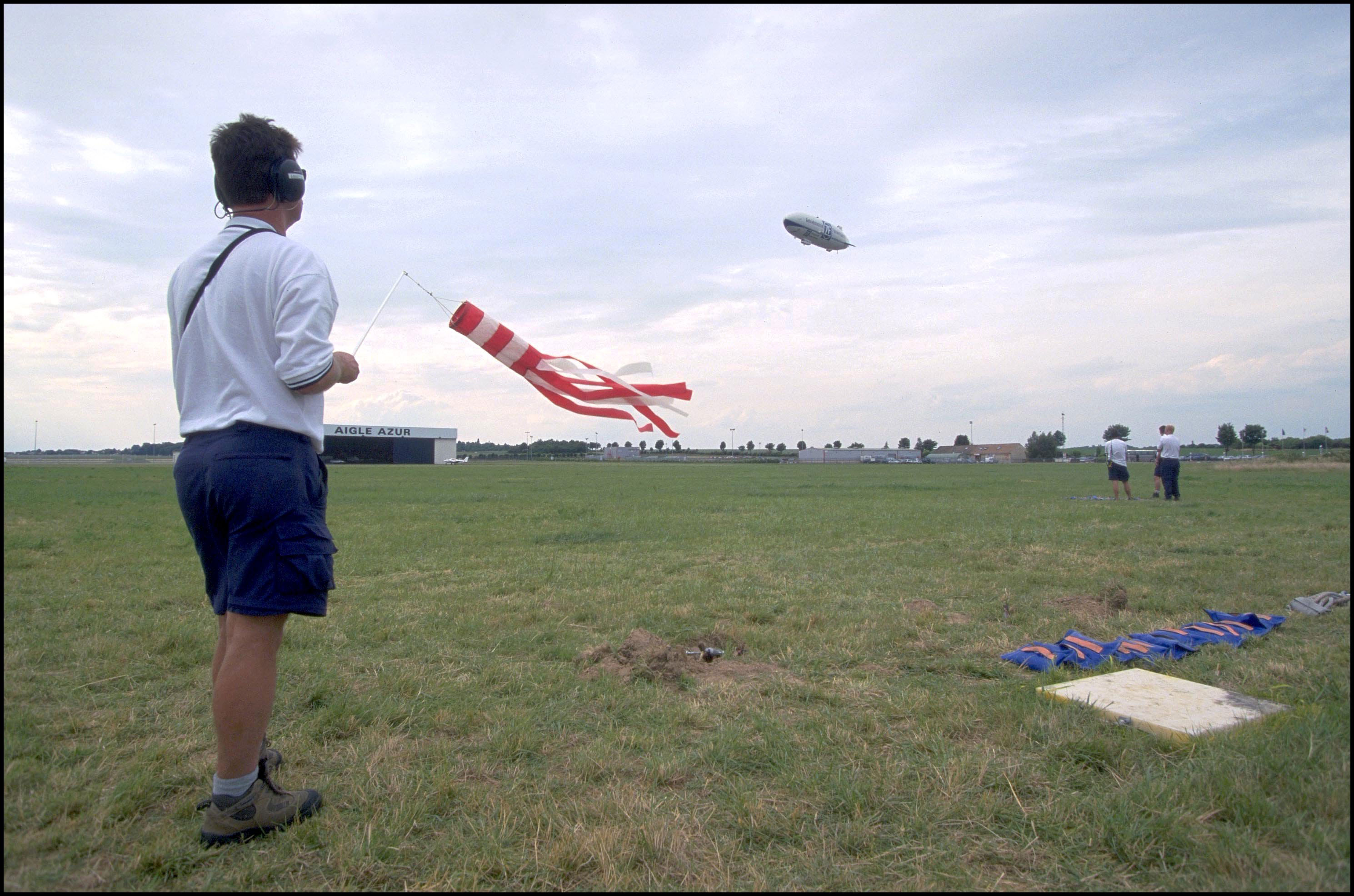 A hand held wind sock