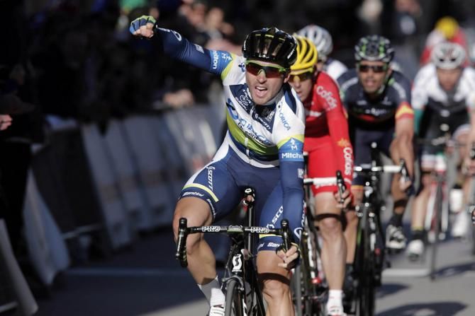 Leigh Howard (Orica GreenEdge) celebrates his victory in the Trofeo Migjorn