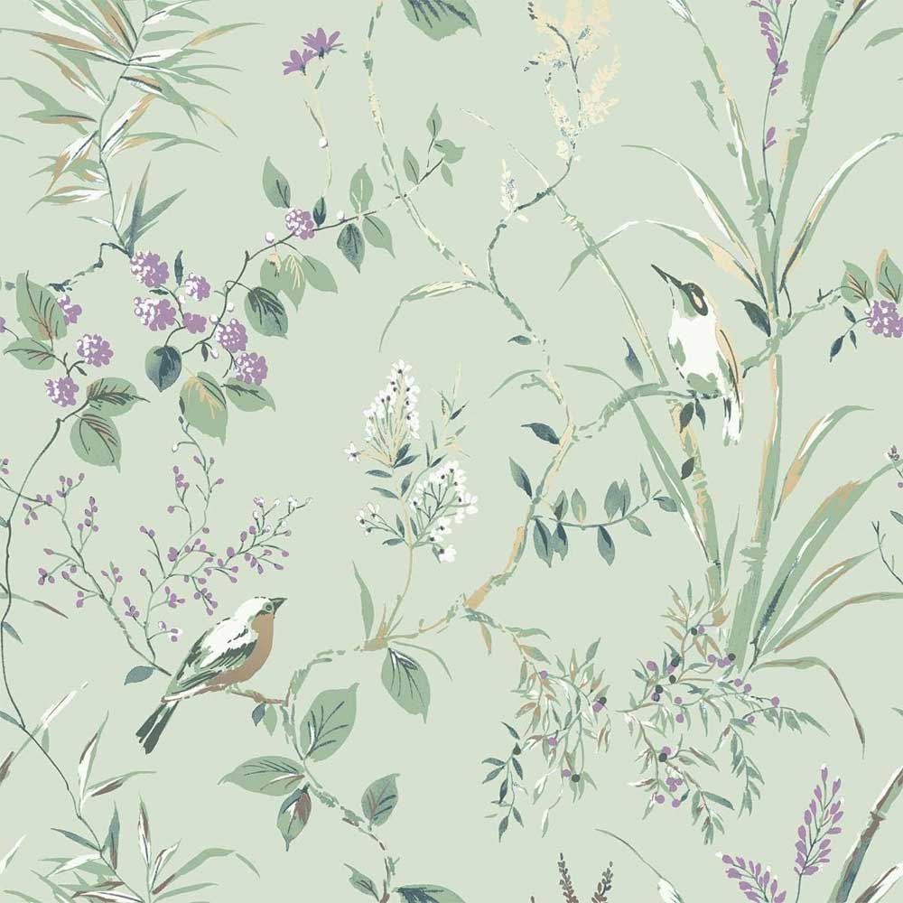 green bird pattern wipeable wallpaper