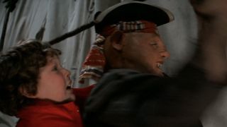 Chunk and Sloth on the sail in The Goonies