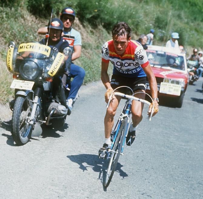 Belgian Lucien Van Impe rides uphill in the Col du Plat d'Adet, 10 July 1976, during the 14th stage of the Tour de France between Saint-Gaudens and Saint-Lary-Soulan. Van Impe wins the stage and takes the yellow jersey of leader on his way to winning in Paris his first Tour de France.