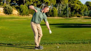 John Howells demonstrates the lawnmower golf backswing drill