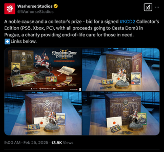 A noble cause and a collector's prize - bid for a signed KCD2 Collector's Edition (PS5, Xbox, PC), with all proceeds going to Cesta Domu in Prague, a charity providing end-of-life care for those in need.