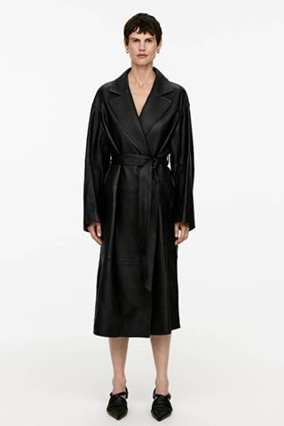 Arket Belted Leather Coat