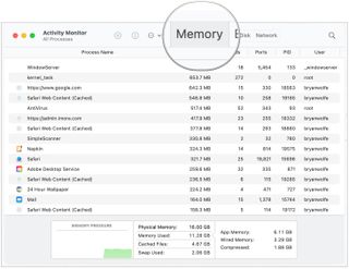 To see how RAM is being used on your computer, check the System Memory Monitor at the bottom of the app under the Memory tab.