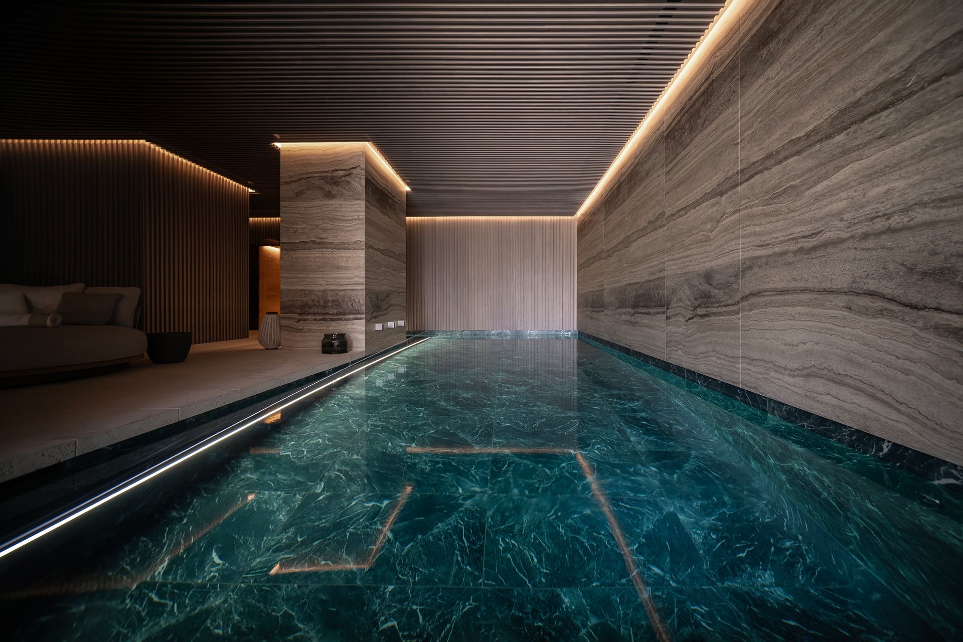 Villa ENSO by ARK Architects in Sotogrande, a luxurious villa with concrete and stone surfaces and swimming pools