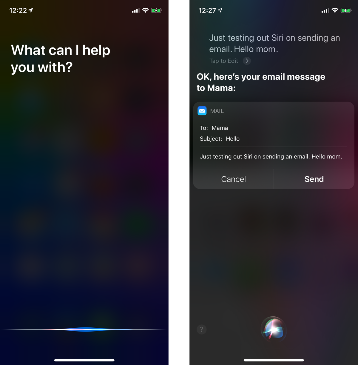 How to send an email using <b>Siri</b>.