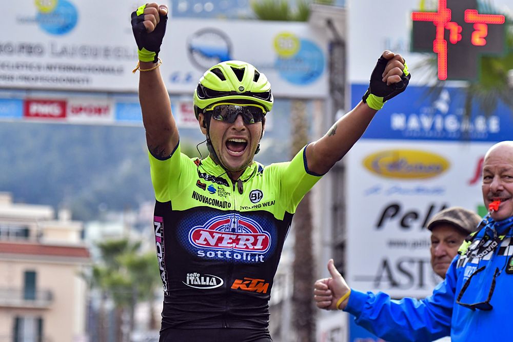 Simone Velasco (Neri Sottoli) wins in a solo breakaway at Trofeo Laigueglia