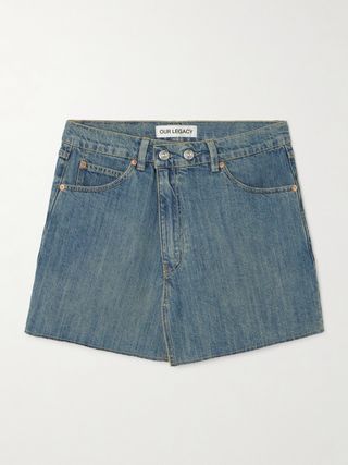 Cover Frayed Denim Mini Skirt