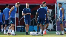 England boss Gareth Southgate at training on Saturday  