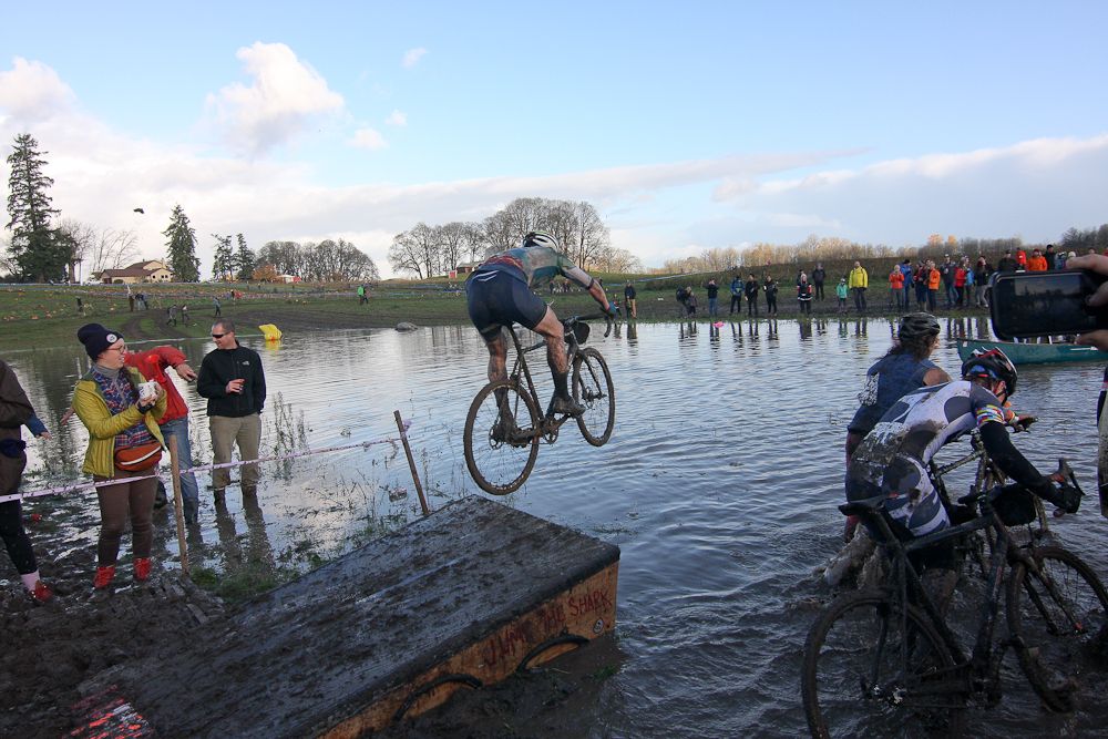 Catching air into the standing water.