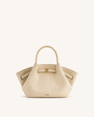 Hana Mini Faux Suede Tote Bag - Off White