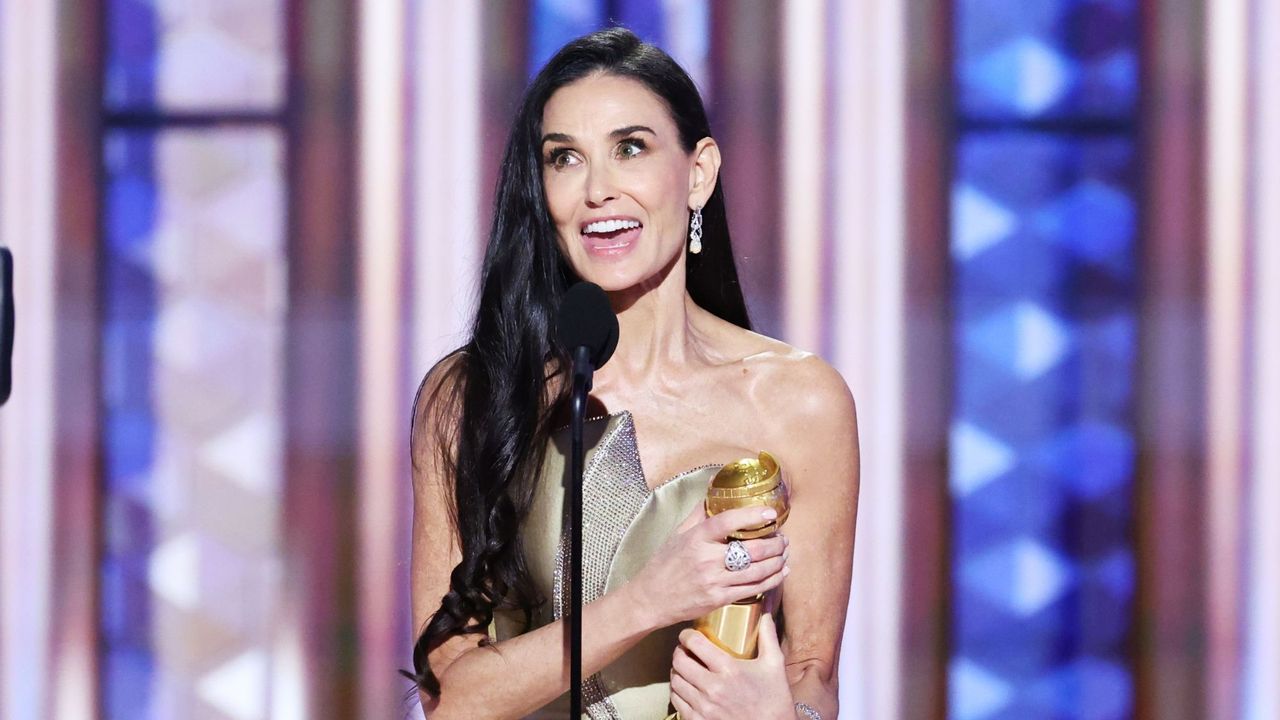 Demi Moore wins the award for &#039;Best Actress in a Motion Picture: Musical or Comedy&#039; at the 2025 Golden Globes