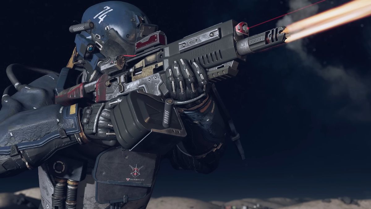 Promotional screenshot of a Starfield laser rifle