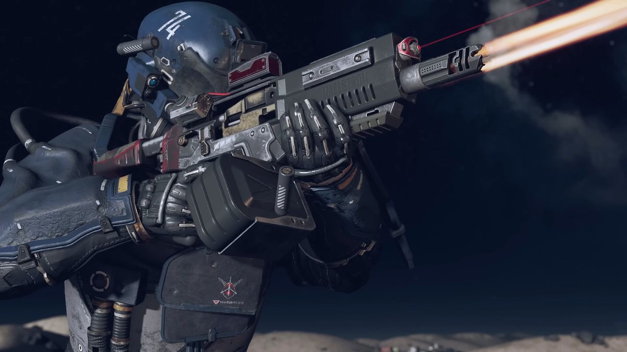 Promotional screenshot of a Starfield laser rifle