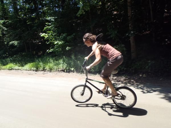 Mary tests her BMX start