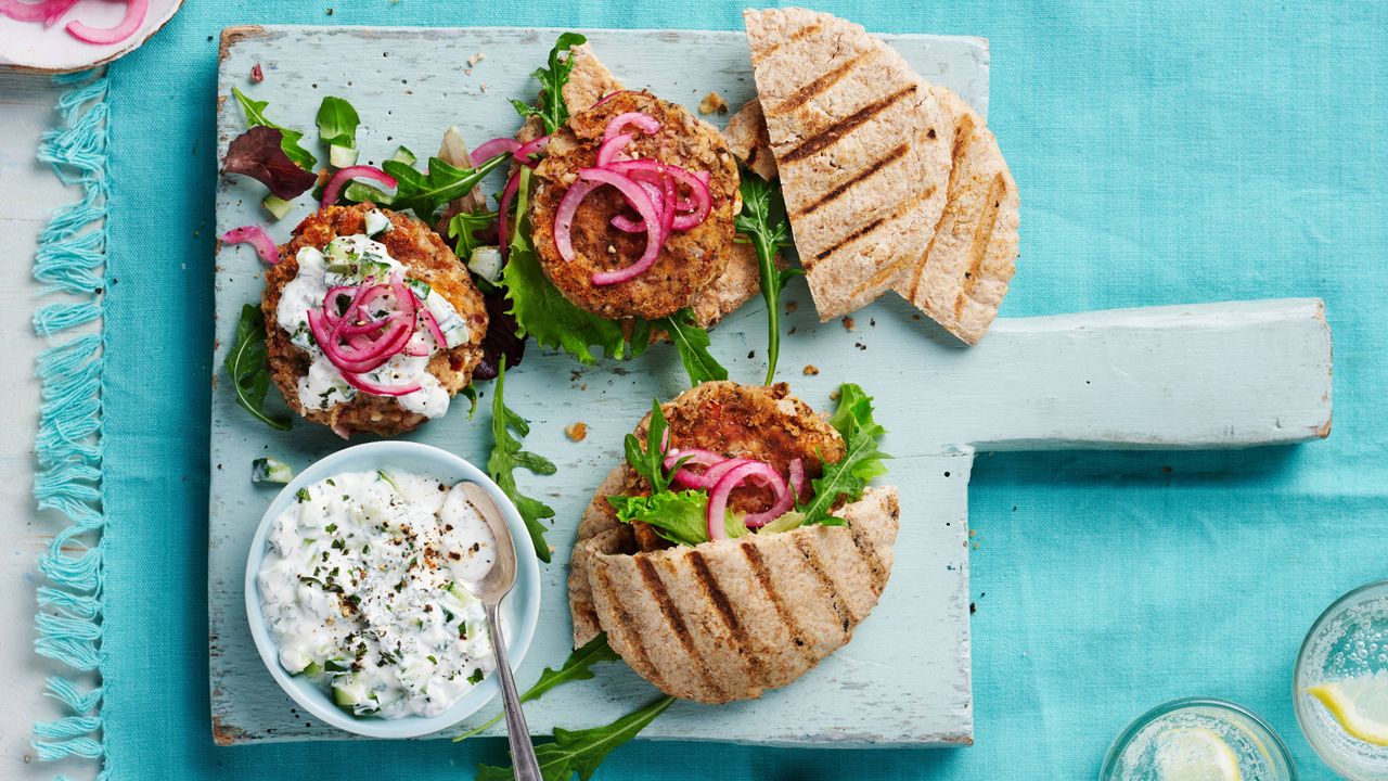 Greek inspired bean burgers 