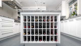 large wine rack in kitchen