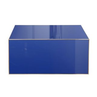 Maklaine Modern Contemporary Glass Coffee Table in Blue Finish