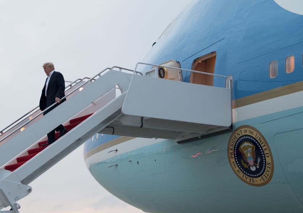 Trump on Air Force One. 