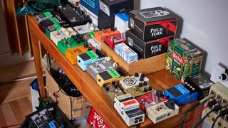  James’ collection of effects pedals is often called upon in the studio to create different sonic textures and includes a mixture of classic stompboxes, as well as some newer, more radical designs
