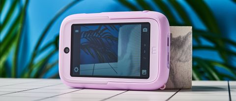 A pink myFirst Camera 50 smartphone camera for 5-12-year-olds