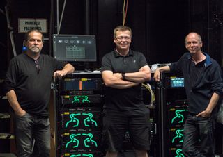 From left: Finnish National Opera and Ballet's lighting manager Kimmo Ruskela and video programmer Heikki Riihijärvi with Johan West, video product manager at Msonic.