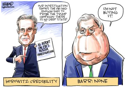 Political Cartoon U.S. Horowitz Report No Deep State Barr Disbelief