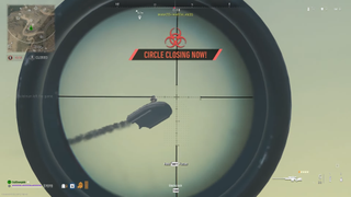 A flying boat silhouetted in a sniper's sight in Call of Duty Warzone 2