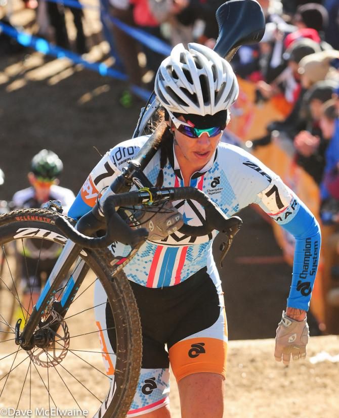 Nicole Duke (Marin Bikes) racing in sixth place