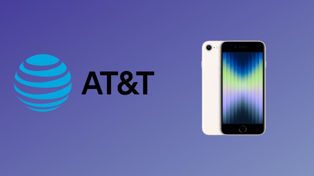 AT&amp;T logo and an iPhone SE