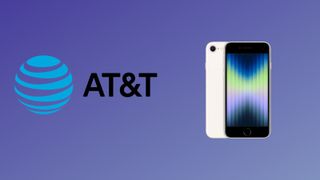 AT&T logo and an iPhone SE
